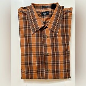 HAGGAR NO IRON BUTTON FRONT LONG SLEEVE DRESS SHIRT XXL